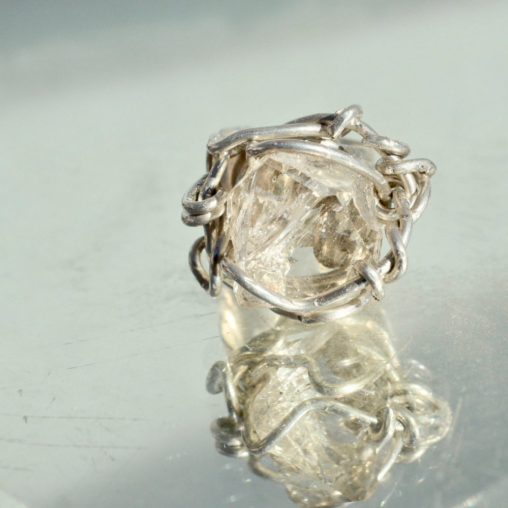 Herkimer Diamond Sterling Silver Ring Size Various Custom Statement 925 Cocktail - Picture 6 of 7